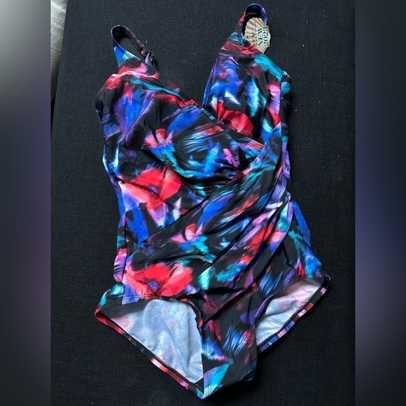 SWIMSUIT One Piece Miraclesuit Shaper Size 10 #6552988 Oceanus Blue Women V Neck - Picture 10 of 14